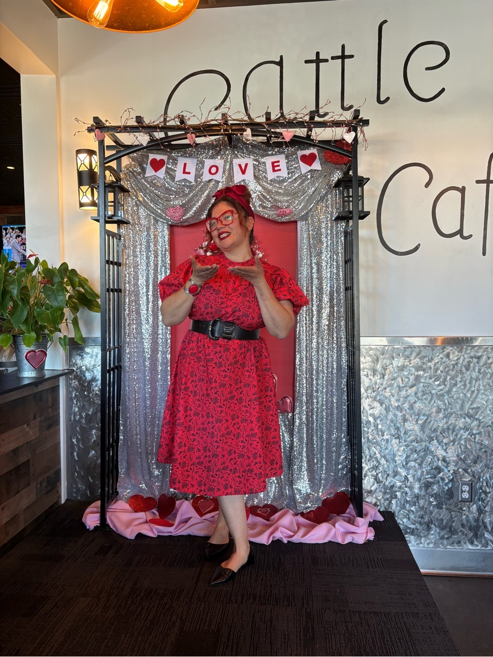 Red Floral Fit-and-Flare Dress